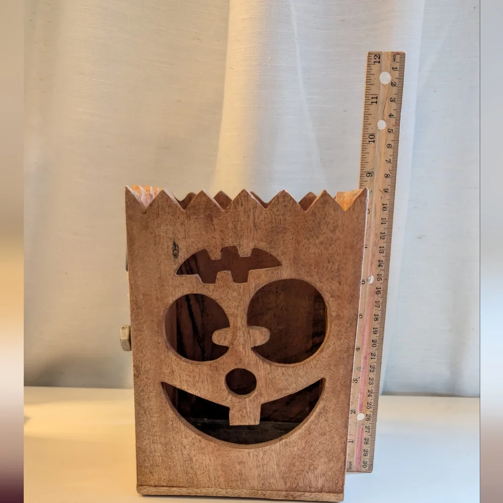 Frankenstein Wooden Halloween Lantern with Rope Handle - Picture 6 of 7